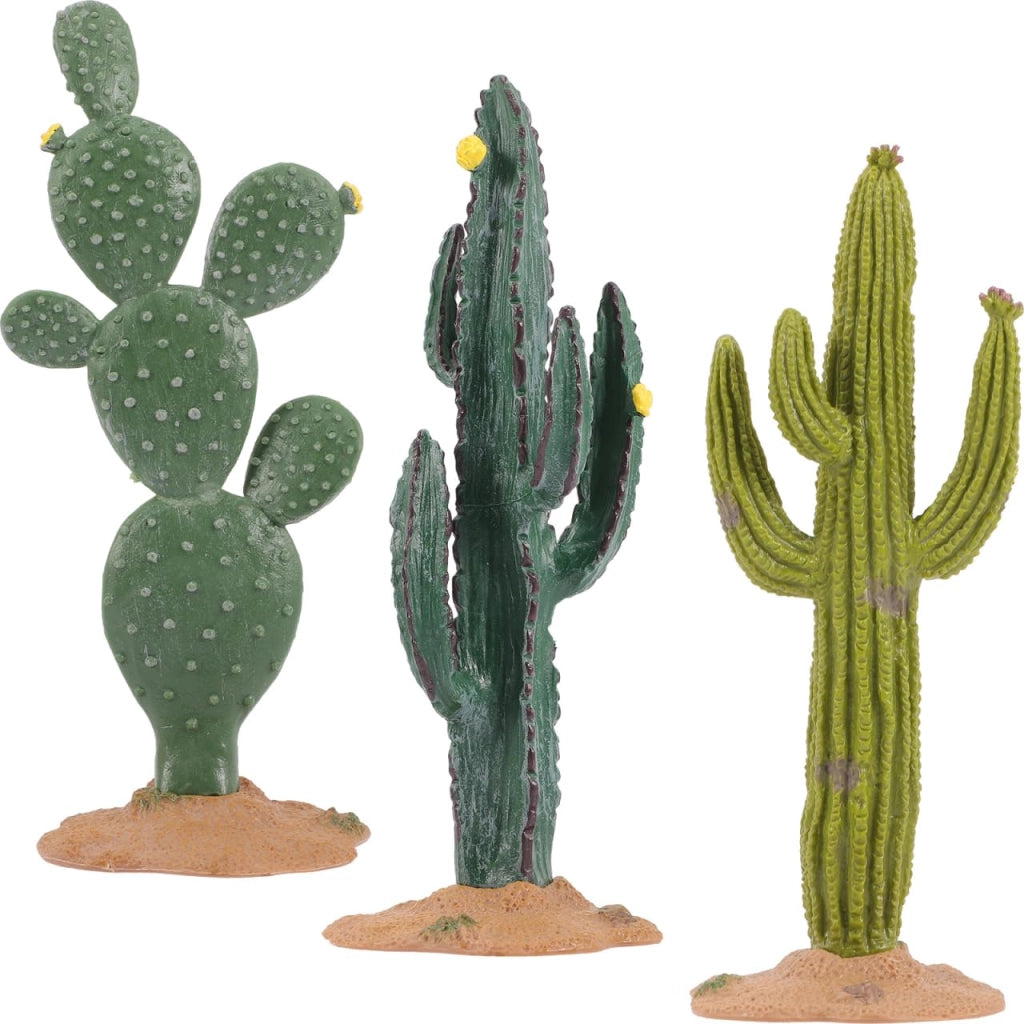 Pianta artificiale, mini cactus, confezione da 3 pezzi, in PVC, dimensioni 13,5x6x6 cm