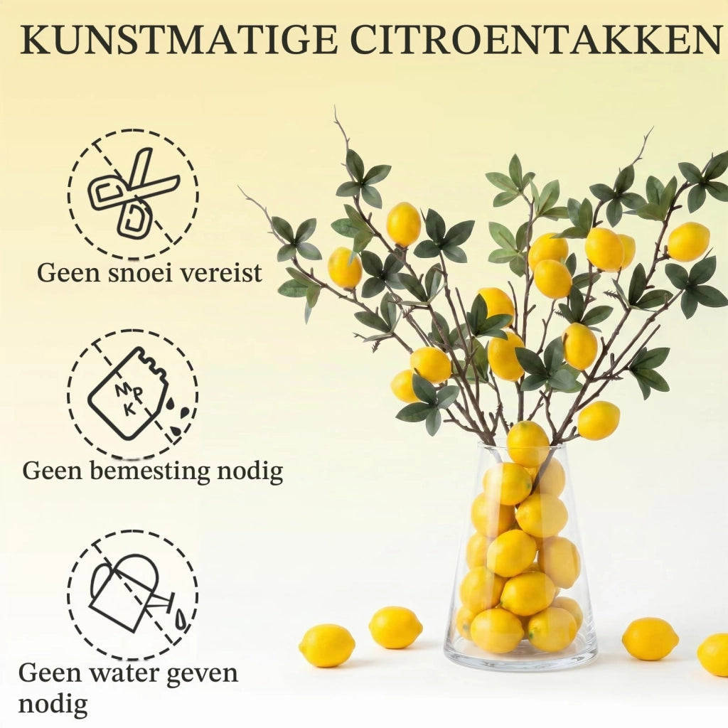 Rami di limone artificiali, 5 pezzi, 48 cm, aspetto realistico, ideali per decorazioni fai-da-te