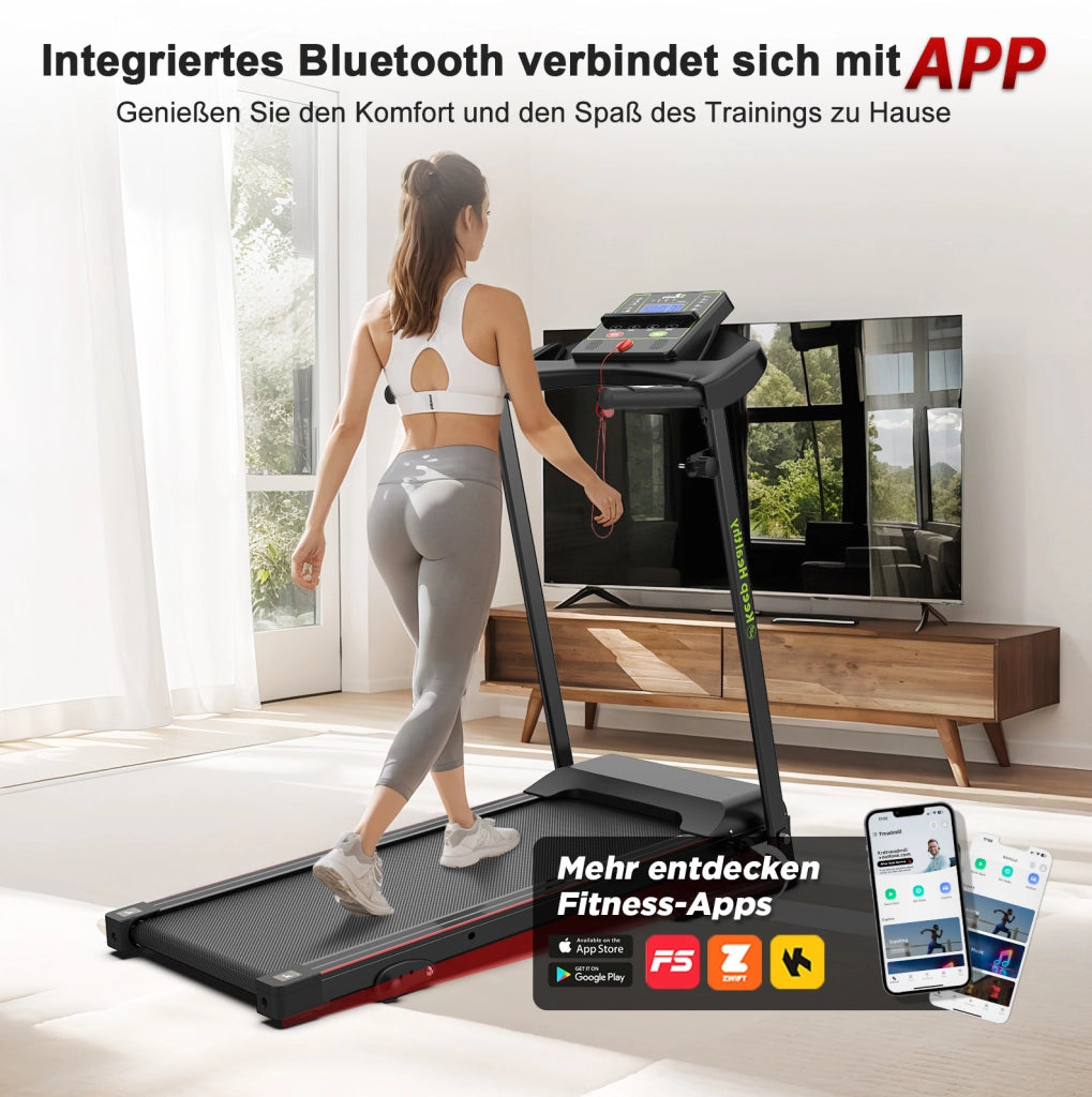 Tapis roulant pieghevole nero con app e 12 programmi