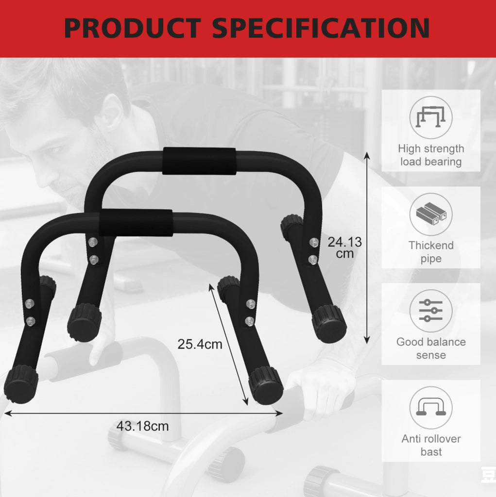 Parallettes 43,18 x 25,4 x 24,13 cm in ferro nero per dips e L-sit, antiscivolo