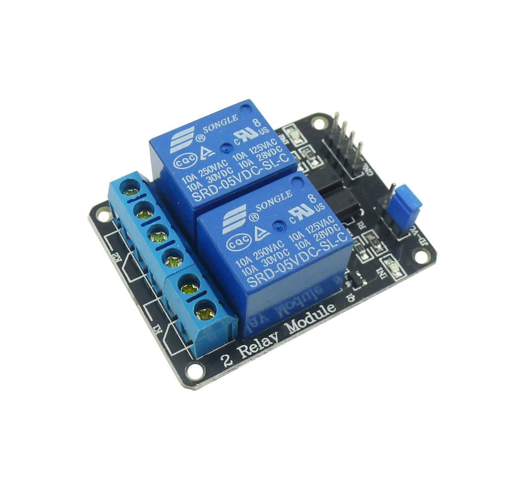 Modulo relè a 2 canali da 5V con optoaccoppiatori per Arduino