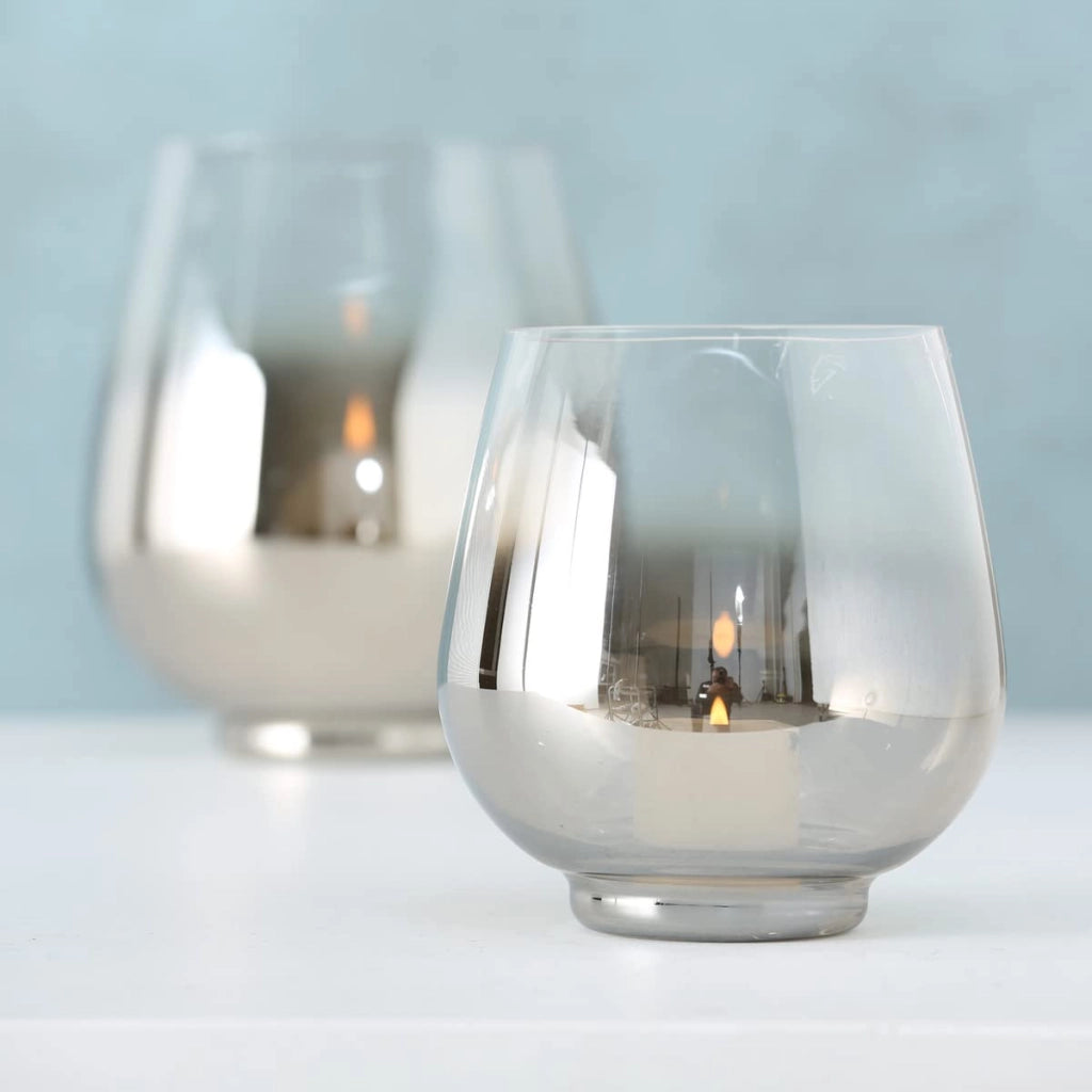 Lanterna da tavolo Grazia, diametro 18 cm, altezza 20 cm, argento trasparente