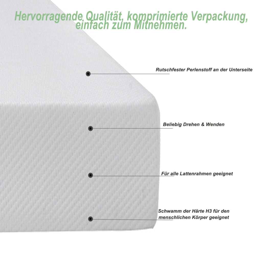 Materasso in schiuma 140x200 cm H3 ergonomico con rivestimento lavabile bianco