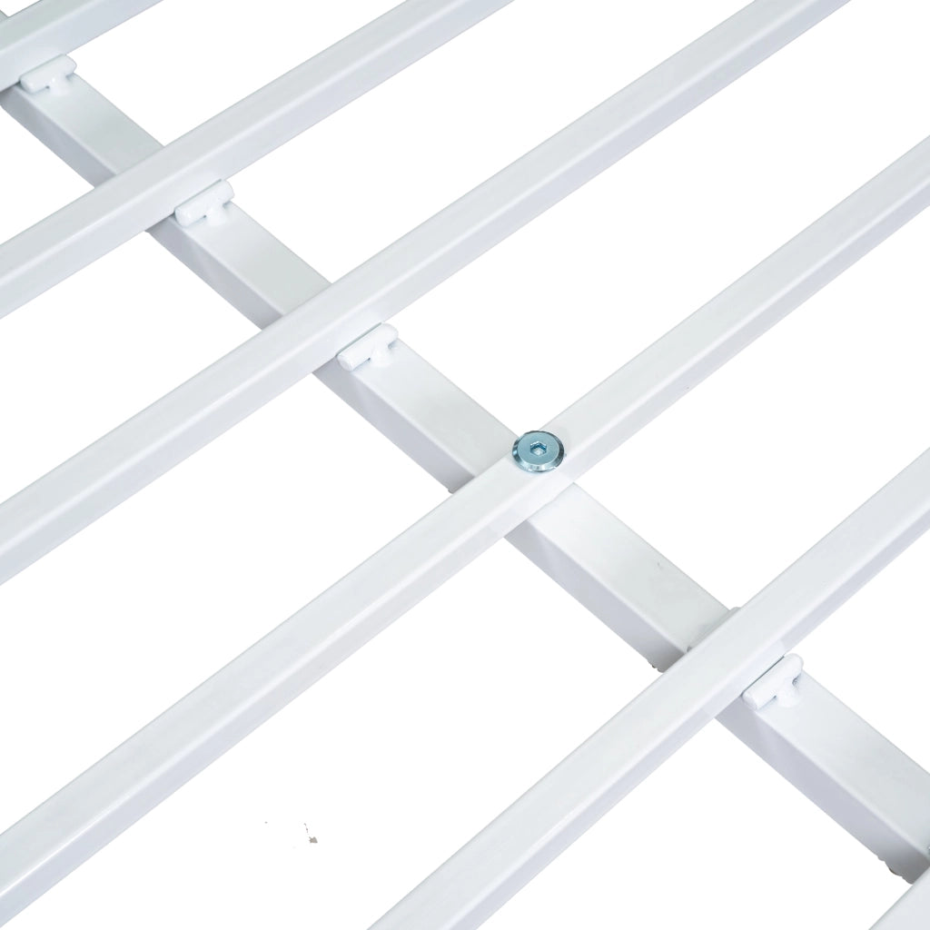 Letto a castello triplo per bambini e ragazzi 90 × 200 cm in metallo bianco con scala tavolo e sponde alte