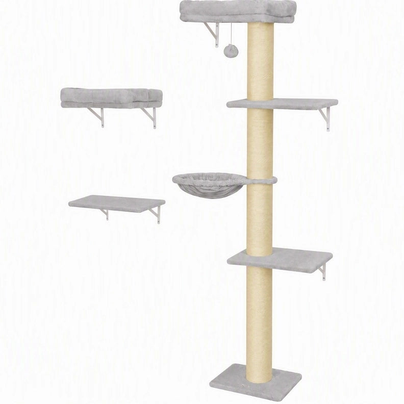 Set da parete per gatti con amaca, cucce e tiragraffi in sisal