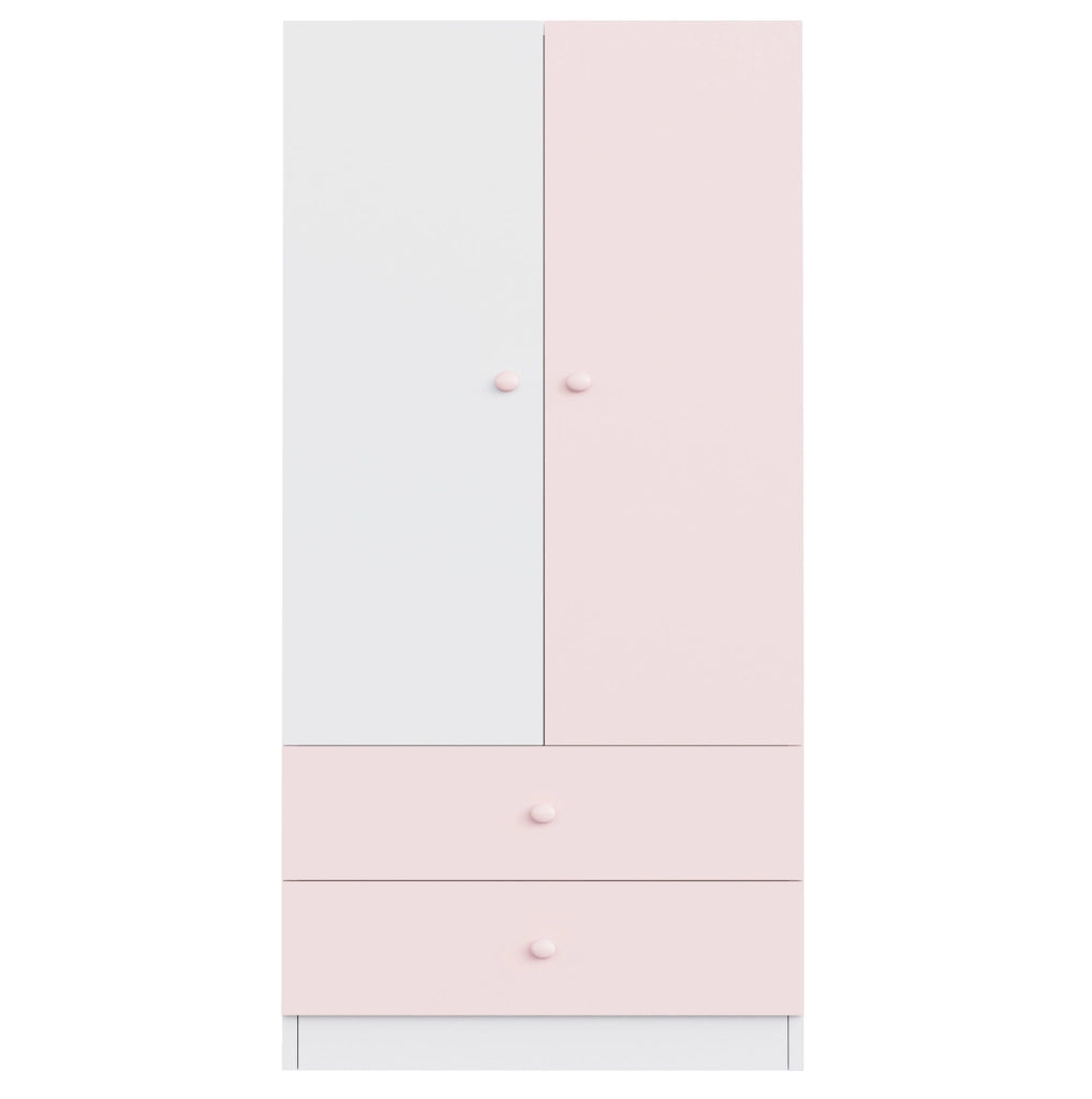 Armadio rosa e bianco 70 x 40 x 170 cm con due cassetti