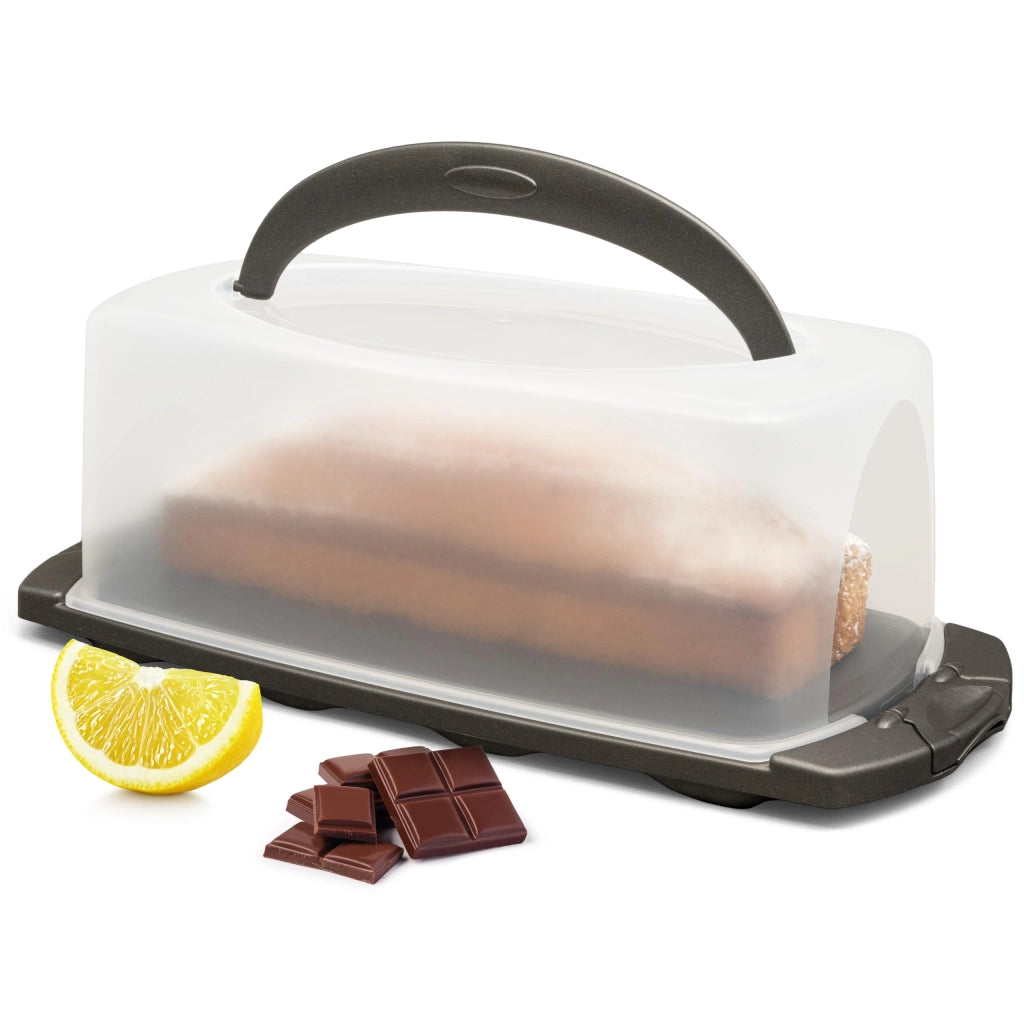 Contenitore rettangolare per torte, dimensioni 34x17x12 cm, in plastica trasparente