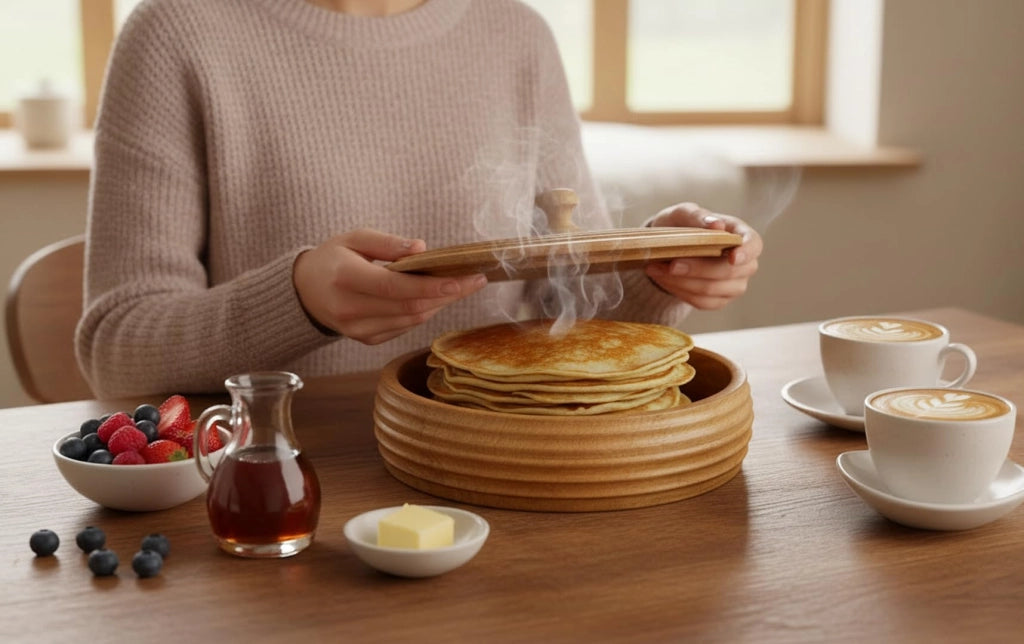 Riscaldatore per tortillas in legno, 23 cm, con coperchio, color naturale