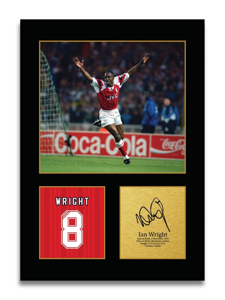 Foto autografata di Ian Wright, formato A4, 297x210 mm, poster, regalo per appassionati di calcio