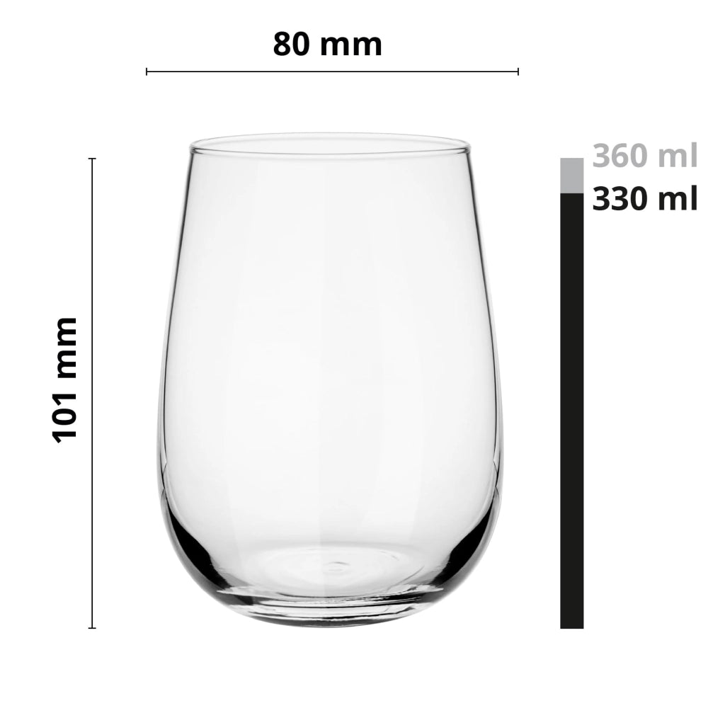 4 bicchieri in vetro, capacità 330 ml, adatti al lavaggio in lavastoviglie