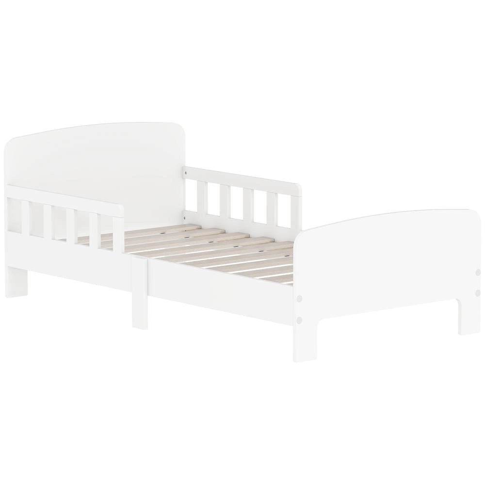 Letto per Bambini con Sponde di Sicurezza per 3-8 Anni in MDF Bianco Robusto e Facile da Montare