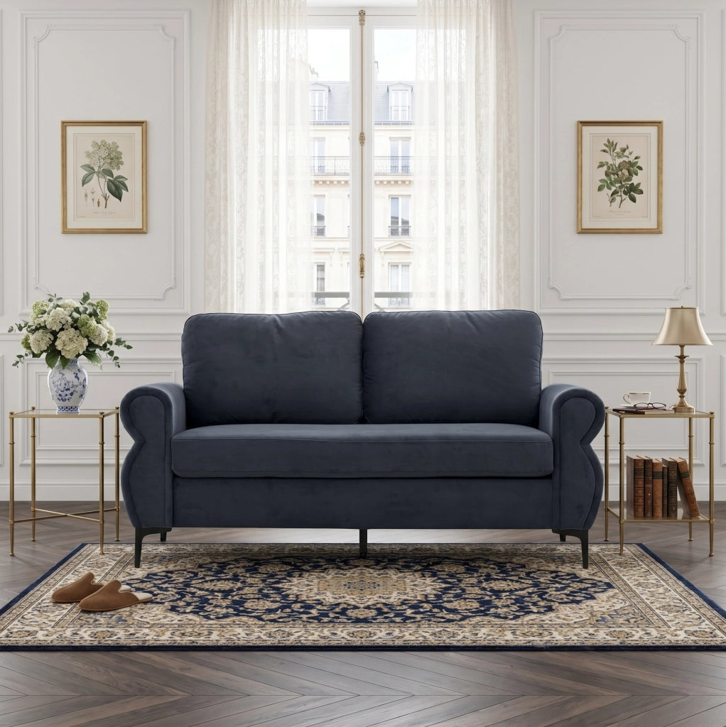 Divano 2 posti 173,5x81x92 cm in tessuto grigio scuro, smontabile