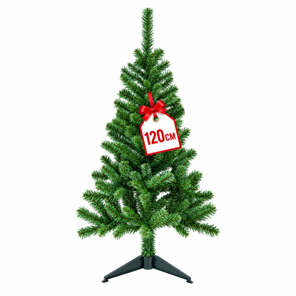 Albero di Natale Artificiale EASY 120 cm in PVC Verde con 180 Rami e Base a 3 Piedi