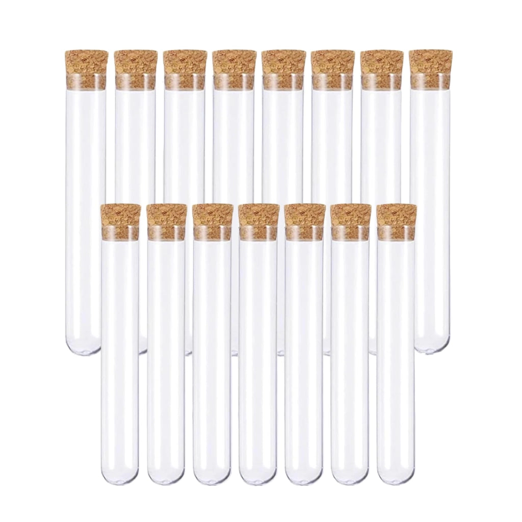 15 provette di plastica da 12x75 mm con tappo di sughero