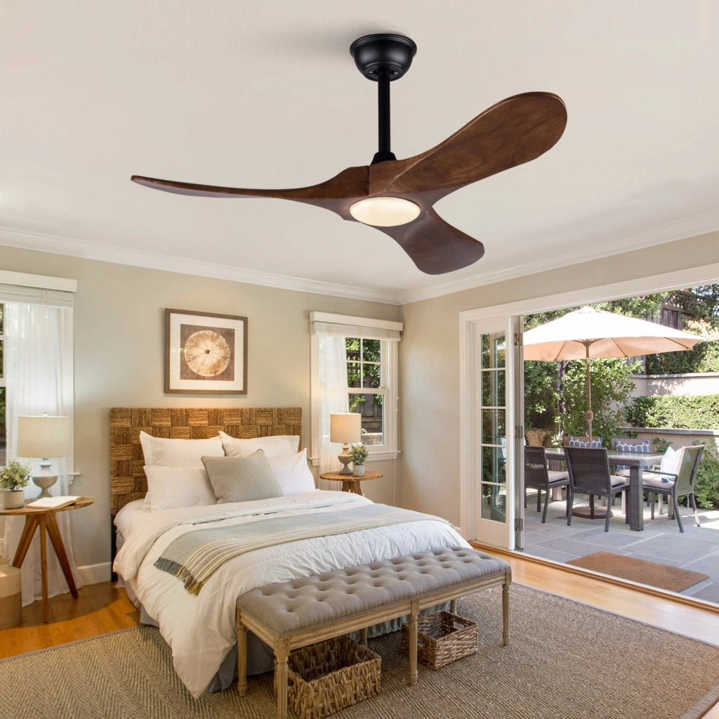 Ventilatore da soffitto con luce 42 pollici (106 cm), nero e noce scuro, telecomando