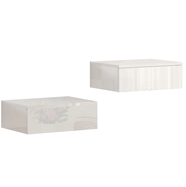 Set di 2 comodini sospesi bianchi con cassetto