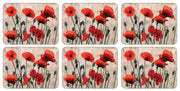 Sottopiatti rossi a forma di papavero, set da 6, dimensioni 29,2 x 21,6 cm, in sughero