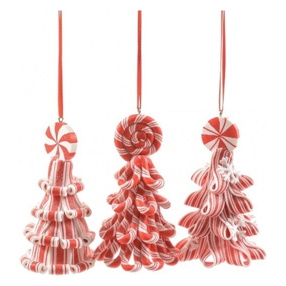 Pendente alberello candy cane rosso e bianco h 10,5 cm mercury