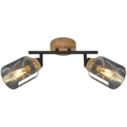 Faretto Spot Hema 2 Luci E27 28 cm nero smoke orientabile