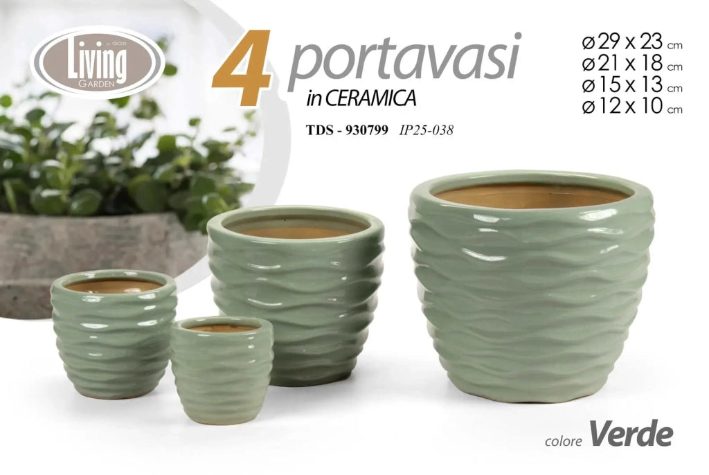 Set 4 cachepot verdi Ø29/21/15/12cm