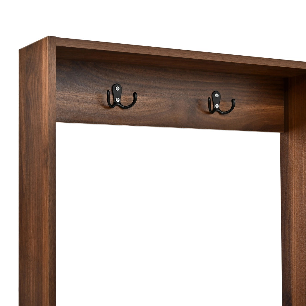 Mobile ingresso 100x30x170 cm in MDF noce con panca e scarpiera