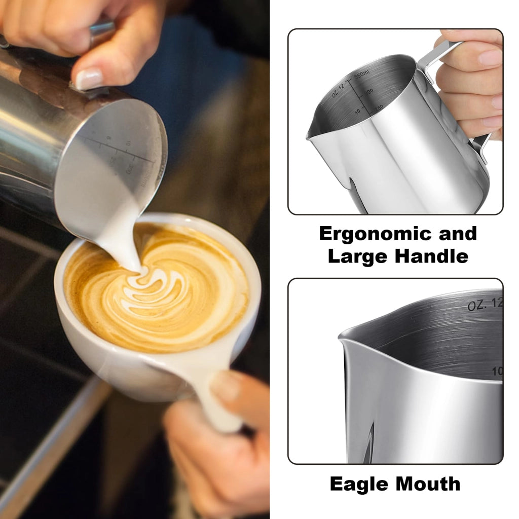 Montalatte in acciaio inossidabile, capacità 350 ml, accessorio per baristi