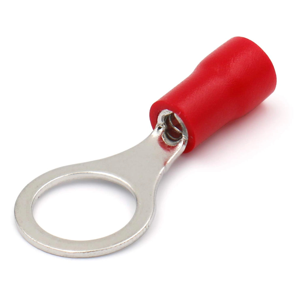Connettori per cavi RV1.25-8, da 5/16 di pollice, per cavi da 0,5-1,5 mm², colore rosso, confezione da 100 pezzi.