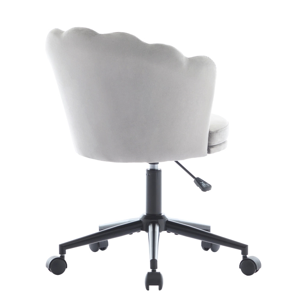 Sedia da ufficio ergonomica in velluto grigio 55 × 62 × 73-83 cm regolabile e girevole