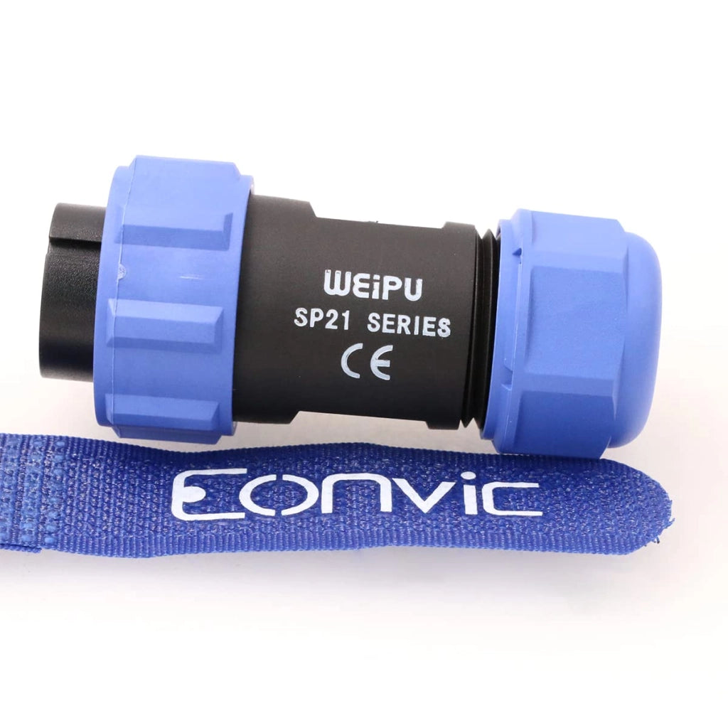 Connettore rotondo maschio a 2 pin, grado di protezione IP68, modello SP21, diametro 21mm, realizzato in nylon 66