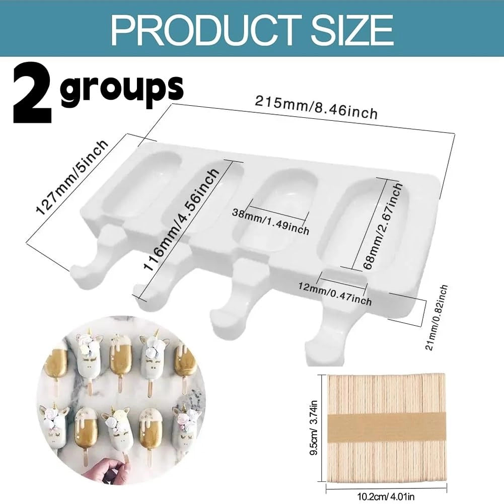 Stampi in silicone per ghiaccio, set da 102 pezzi, con 50 bastoncini, per preparazioni fatte in casa