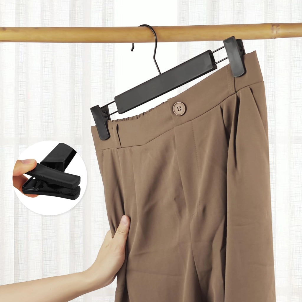 30 grucce per pantaloni con ganci a 360°, clip regolabili, colore nero