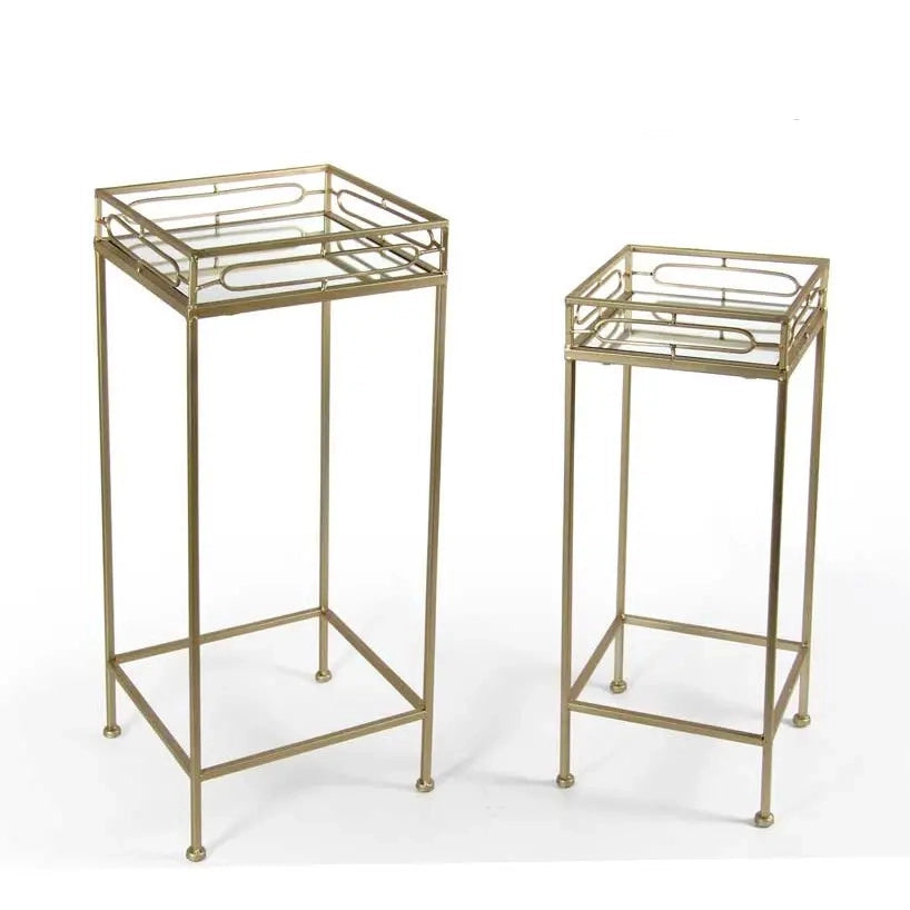 Set due tavolini in metallo cm 30x70 e cm25x60