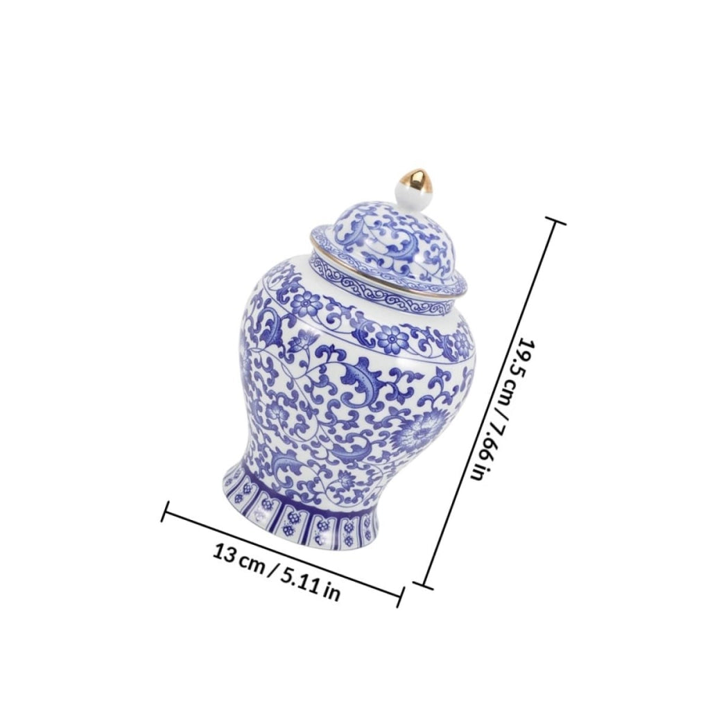 Contenitore per tè in Vetroceramica, 1300 ml, stile vintage, porcellana, con coperchio, bianco e blu
