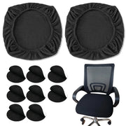 Set di 2 coprisedie da ufficio elasticizzati, neri, antiscivolo, con chiusura a strappo