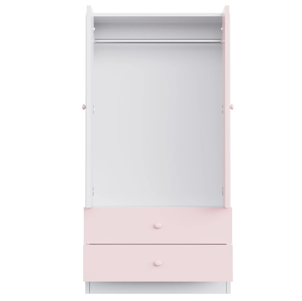 Armadio rosa e bianco 70 x 40 x 170 cm con 2 cassetti