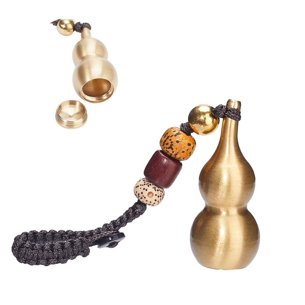 Portachiavi a forma di zucca Wu Lou, in ottone dorato, dimensioni 72x18 mm