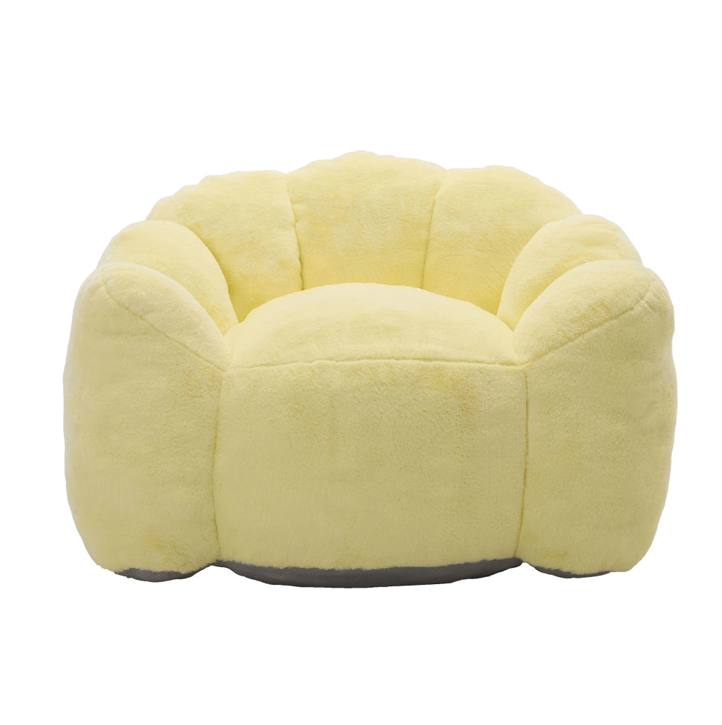 Divano pouf 110x110x68 cm in velluto giallo senza montaggio per salotto e camera