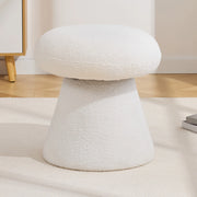 Sgabello girevole a fungo in tessuto effetto peluche bianco