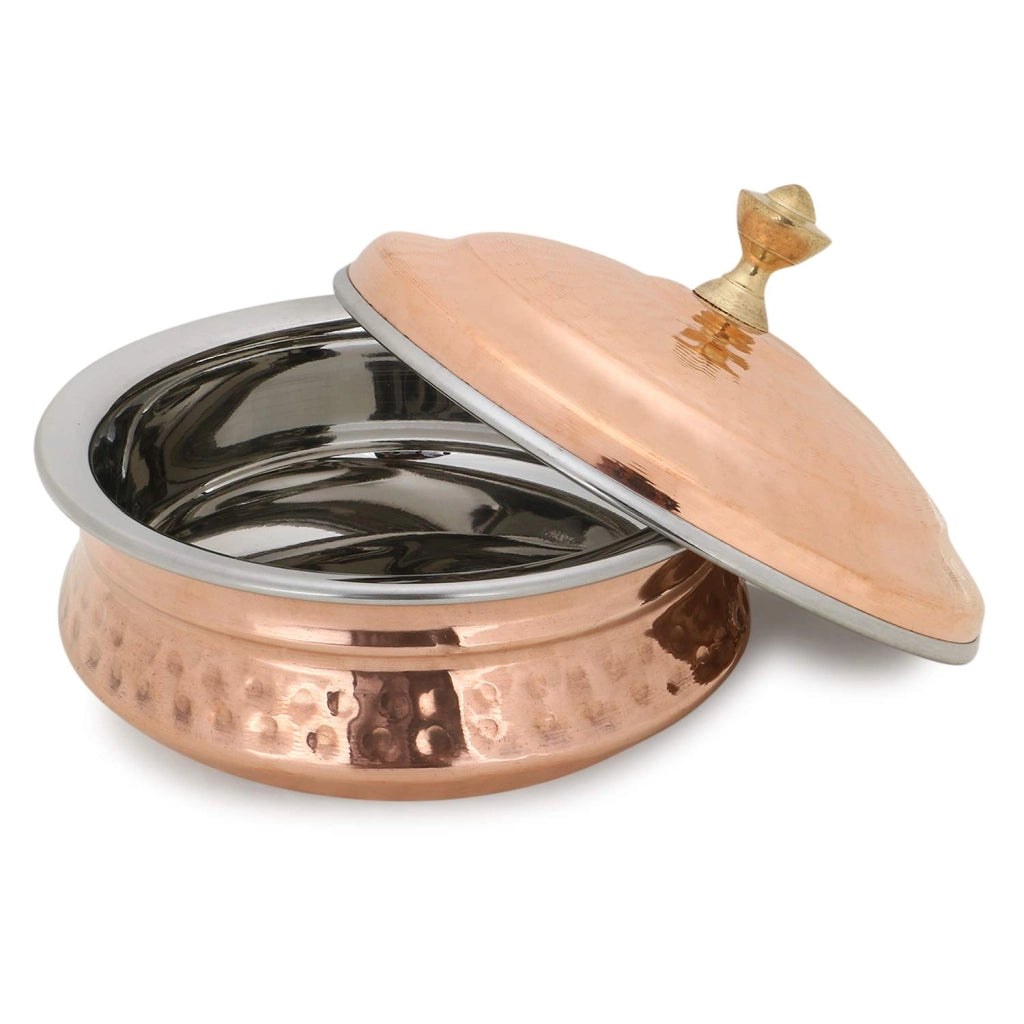 Pentola indiana "Handi" per riso, in acciaio inossidabile/rame, diametro 20 cm, con coperchio