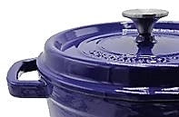 Cocotte in ghisa, 24 cm, 3,6 L, blu, con coperchio, ideale per stufati