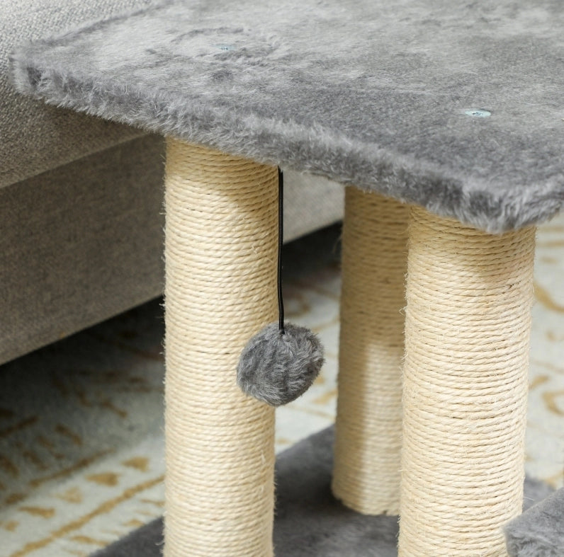 Tiragraffi albero per gatti a 3 livelli 52 x 34,5 x 54 cm in legno grigio