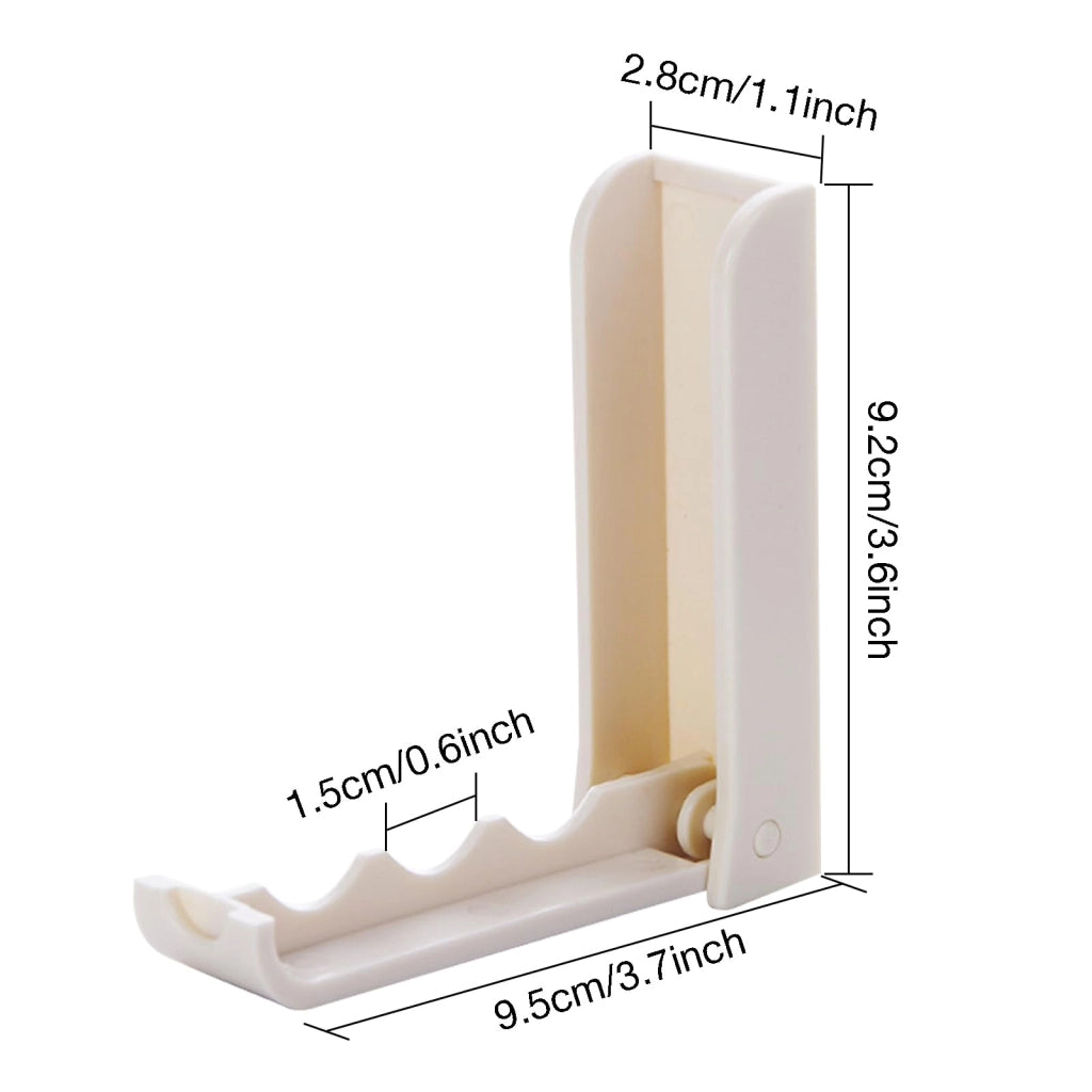 Set di 4 ganci pieghevoli per abiti, in plastica, grigio/beige, adesivi