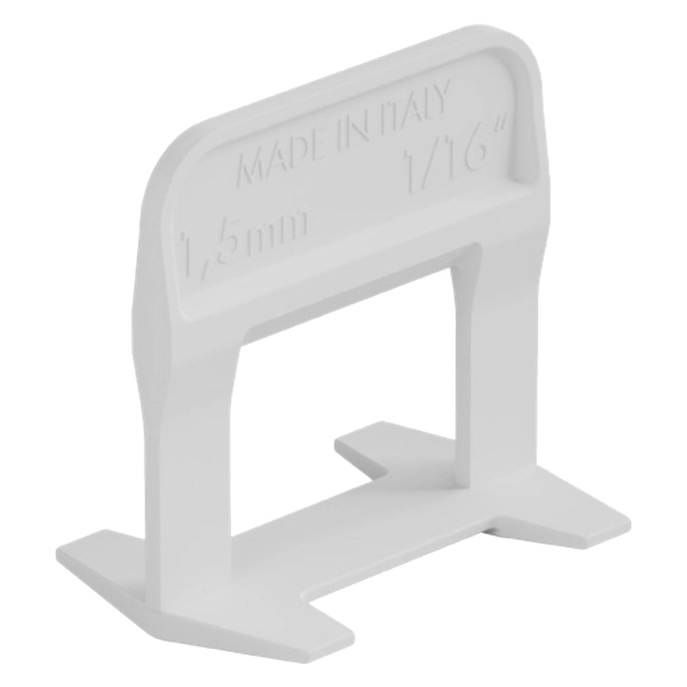 BASE LIVELLANTE CON FERITOIA PER CUNEO 'RLS EVO' H. mm 12 - fuga 1,5 mm - cf. 500 pz - col.bianco