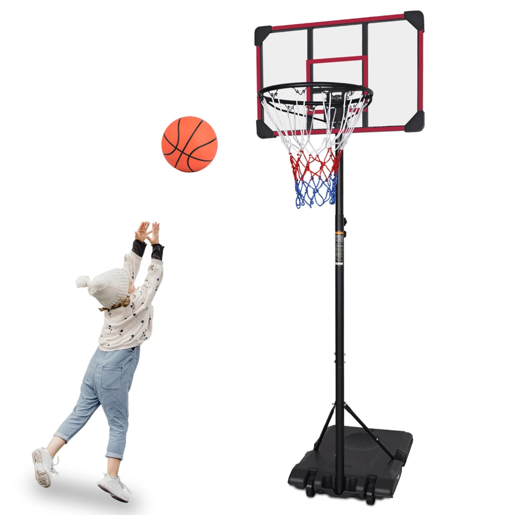 Canestro da basket portatile 170-213 cm su ruote nero rosso interno esterno
