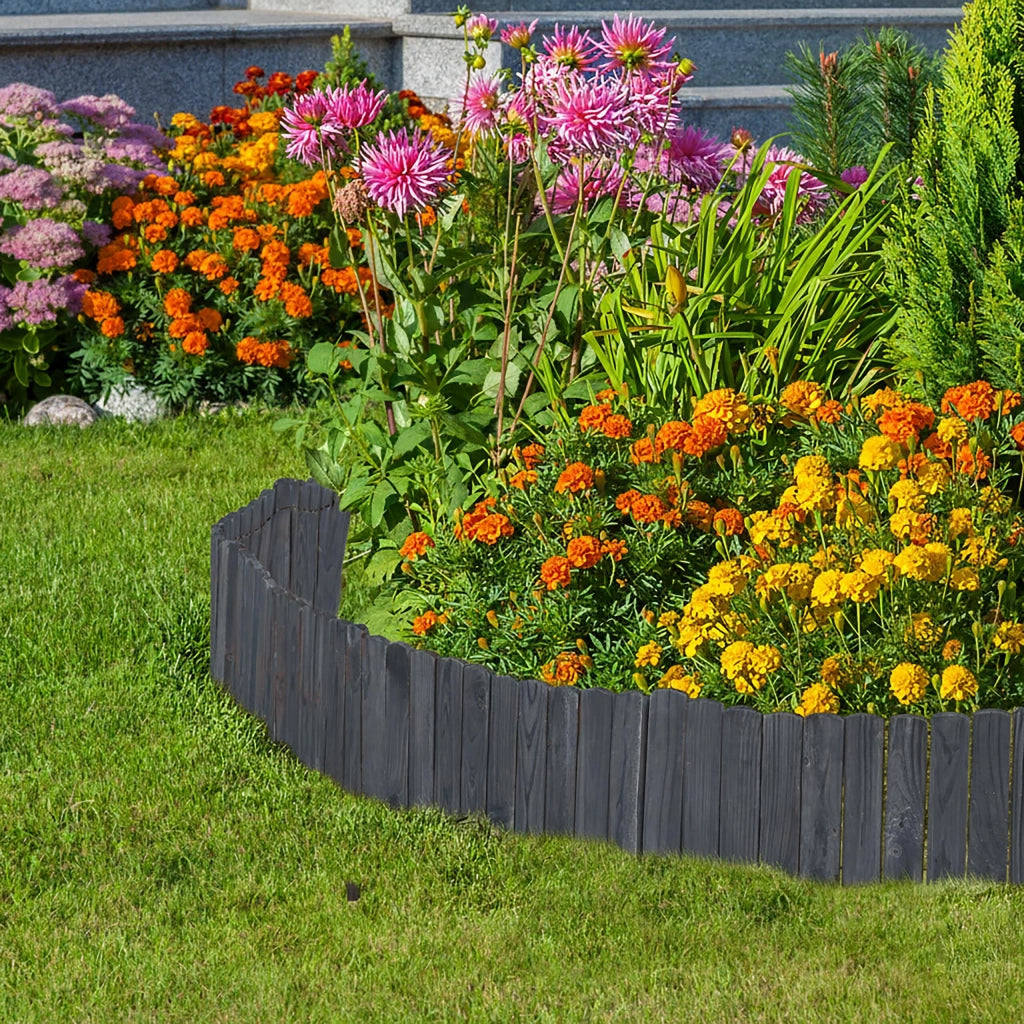 Bordatura per aiuole, 200 cm, flessibile, altezza 25 cm, legno, colore antracite