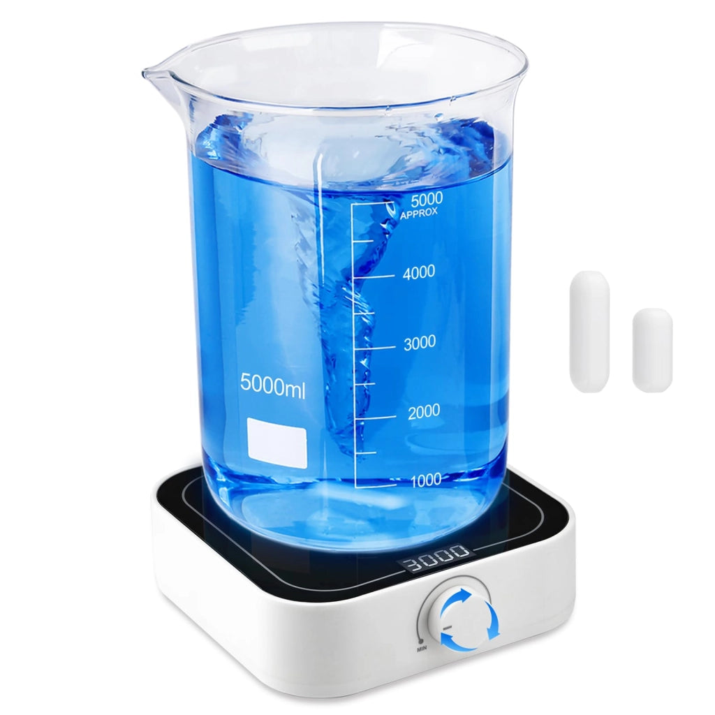 Agitatore magnetico, 350-3000 giri/min, capacità 5L, display LED, dotato di 2 pale magnetiche