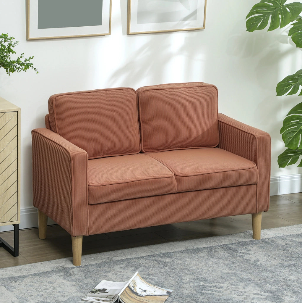 Divano 2 posti 117x63x79 cm con contenitore, piedi in legno e cuscini sfoderabili