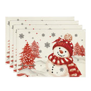 Set di 4 tovagliette a forma di pupazzo di neve, rosse, 30x45 cm, ideali per Natale