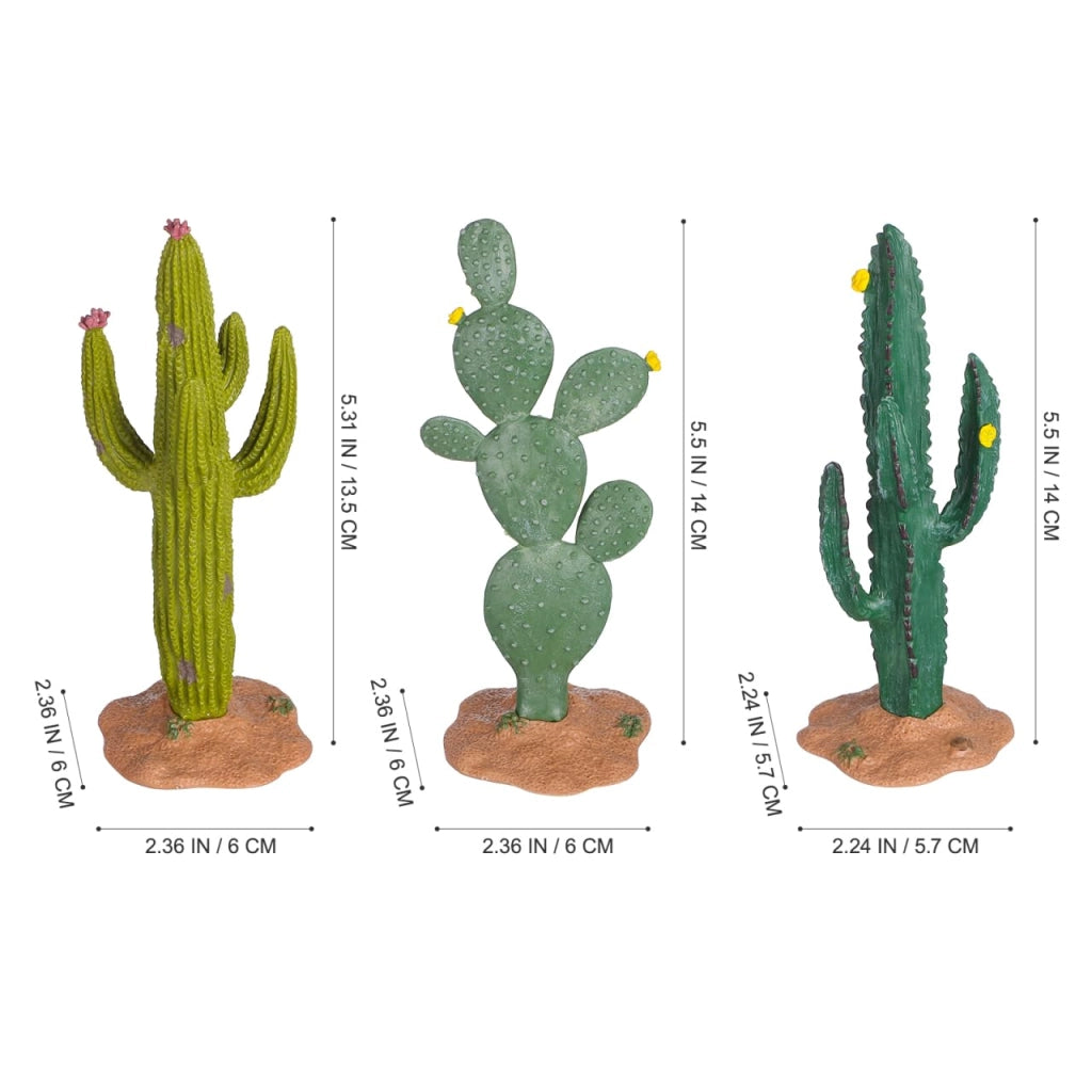 Pianta artificiale, mini cactus, confezione da 3 pezzi, in PVC, dimensioni 13,5x6x6 cm