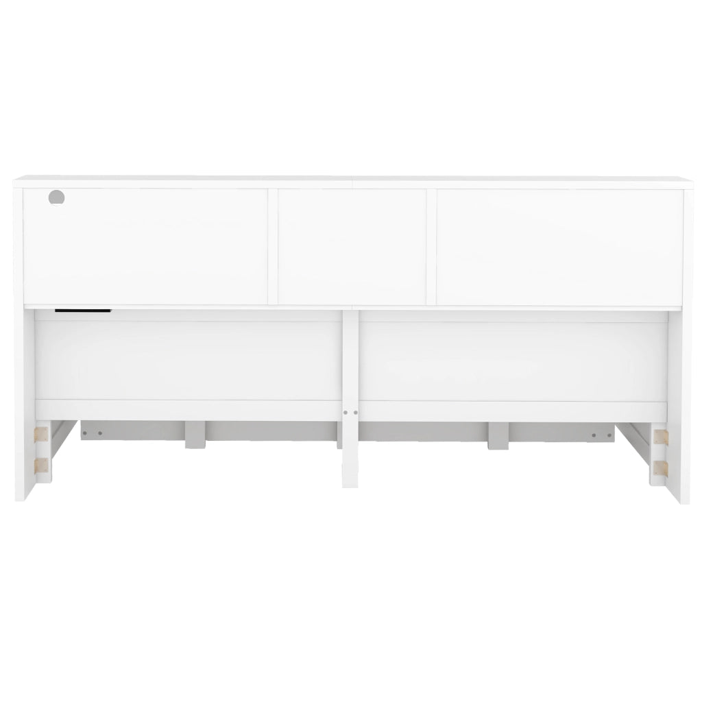 Letto con letto estraibile 140 × 200 cm con LED telecomandato prese USB vano laterale bianco